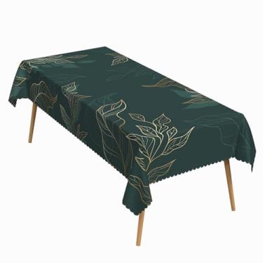 Imagem de ggaimwf Toalha de mesa retangular com planta de verão 132 x 188 cm, folhas de palmeira, arte abstrata, lavável, durável, capa de mesa para cozinha, piquenique, festa, decoração de casa