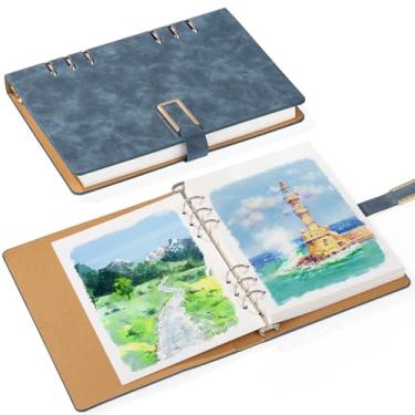 Imagem de Prudiut Caderno de desenho aquarela de 30 folhas, 63,5 kg/300 g/m², caderno de aquarela de papel prensado a frio para pintura, desenho, mídia mista (23 x 16 cm)