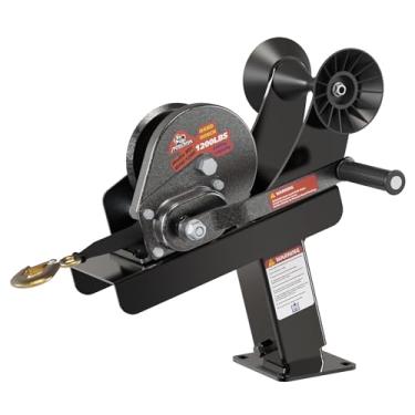 Imagem de Jyoelron Poste de guincho de reboque de barco ajustável com guincho e rolo de 544 kg, serve para lingueta de reboque de 7,6 cm L x 10 cm A, suporte de aço carbono com revestimento antiferrugem e