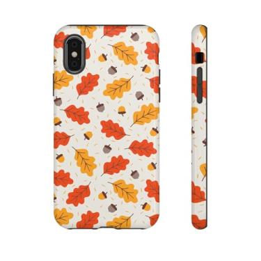 Imagem de Capa de telefone de folha de outono, capa protetora de outono, capa fofa para iPhone, capa com padrão de folha, acessório técnico sazonal