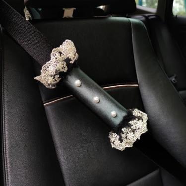 Imagem de MINGZAIQIPEI Acessórios interiores automotivos estilo renda verde fofo carro quatro estações, ajuste universal na maioria dos carros SUV (2 peças ombreiras de renda)