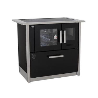 Imagem de Fogão a lenha eclipse esquerdo preto chapa vitroceramica n2 - Fornos P