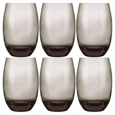 Imagem de Jogo de Copos Nadir Long Drink Aruba 465ml Fumê Com 6 peças, Cinza, 6