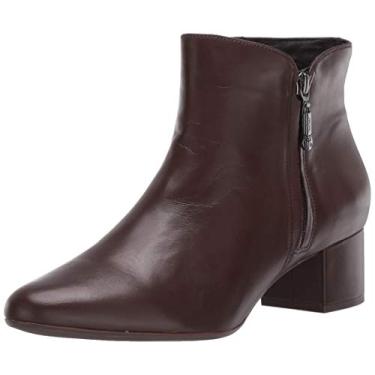 Imagem de Marc Joseph New York Bota feminina de couro com salto bloco e detalhe de zíper Spruce Street, Nappa marrom, 6