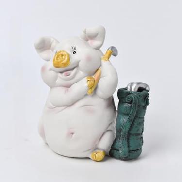 Imagem de Escultura de porco de resina cofrinho para economizar dinheiro, estátua, artesanato, presentes de aniversário para crianças, estatuetas colecionáveis, decoração de escritório em casa (golfe)