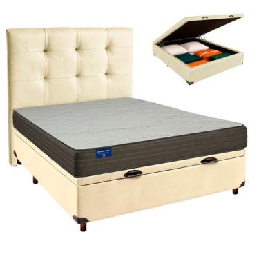 Imagem de Cama Box Bau + Colchão Casal D33 Orthotech Inducol + Cabeceira Estofad