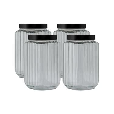 Imagem de Kit 4 Potes Plástico Porta Mantimentos Fileto 2,5LT Grande Cozinha Plástico Multiuso (Fumê)