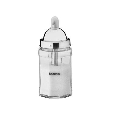 Imagem de Açucareiro com Dosador Aço inox e Vidro com Tampa 230g Forma