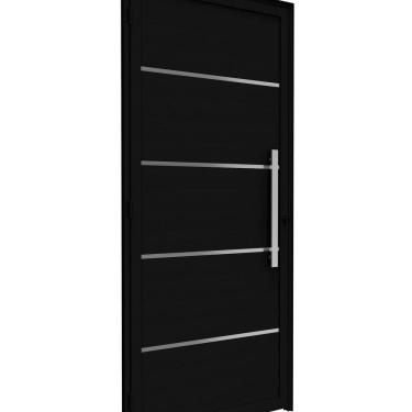 Imagem de Porta de Alumínio de Giro Lambri 215x95cm com Friso e Puxador de 60cm Lucasa Ideale Preto