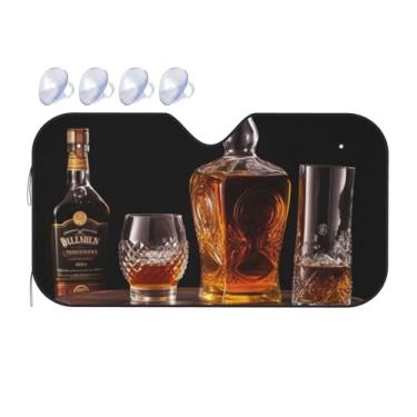 Imagem de Whisky Beer Pictures Capa de para-sol para para-brisa de carro, para-sol dobrável para janela frontal de carro para a maioria dos carros, protetor solar automotivo protetor térmico para viseira de sol