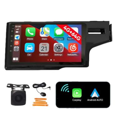 Imagem de [4G 64G] Android Car Stereo FM Radio Carplay Android Auto 22.9 cm, tela sensível ao toque, reprodutor de mídia com câmera de backup para Honda Fit 2014, 2015, 2016, 2017, RHD