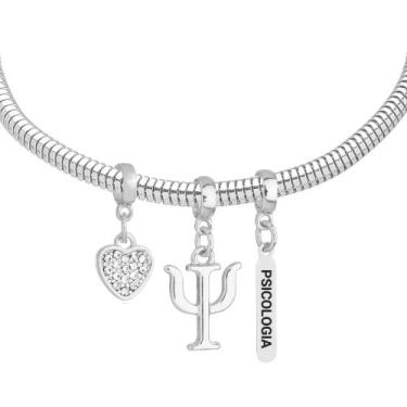 Imagem de Pulseira Profissão Psicologia Banhado a Prata 925 - Work Semijoias, Pr