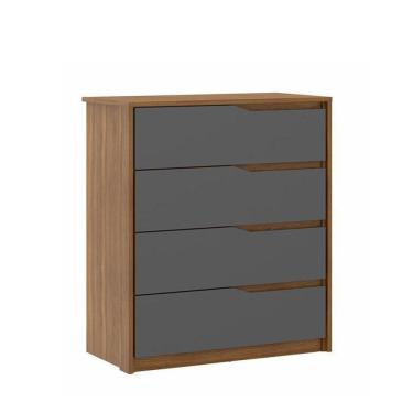 Imagem de Cômoda Atria 4 Gavetas Amêndola-grafito - Demartêz Amêndola-grafito