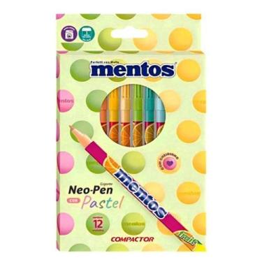 Imagem de Canetinha Hidrográfica Mentos 12 Cores Pastel Com Cheirinho - Compacto