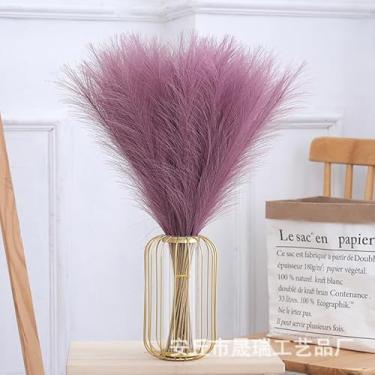 Imagem de kit 20 Flores artificiais de junco, rabo de cão e junco decorativo para arranjos florais(Roxo,Aproximadamente 53 cm)
