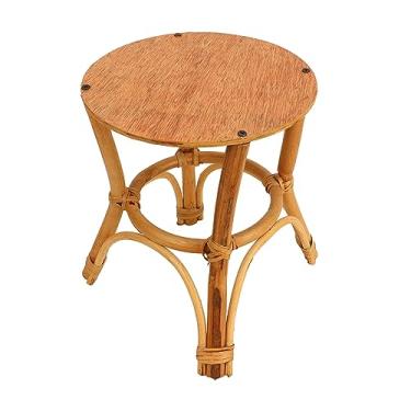 Imagem de Planta de fezes de madeira Planta de estilo nórdico redondo vaso de flores rack multifuncional decoração de varanda interna de madeira maciça