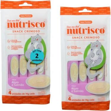 Imagem de Snack cremoso nutrisco gatos adultos 14g atum e salmão com 4 un - kit 