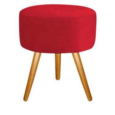 Imagem de Puff Puf Para Decoração Sala De Estar Redondo Suede Vermelho