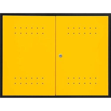 Imagem de Armário Superior Multiuso Modular Vonder Aéreo Capacidade 15kg Aço Carbono Preto E Amarelo Fechadura