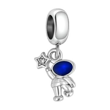 Imagem de BlingNuts Pingente de estrela cintilante com pingente de homem espacial compatível com pingentes Pandora Pulseiras Joias de Aniversário Pingente