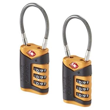Imagem de Lewis N. Clark Cadeado de bagagem aprovado pela TSA + cabo de aço para mala, mala de mão, mochila, bolsa de laptop + bolsa, perfeito para aeroporto, hotel ou academia, definir/redefinir seu próprio