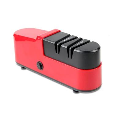 Imagem de Afiador de facas de cozinha, afiador elétrico de tesoura, chave de fenda polida, afiar com rodas substituíveis (vermelho)