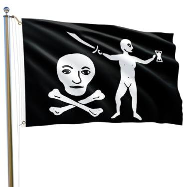 Imagem de Bandeira pirata Walter Kennedy Dulien Jolly Roger 9,5 x 1,5 m Bandeira histórica pirataria Era Dourada Halloween Banner Poliéster à prova de desbotamento com 2 ilhós de latão para ambientes internos e