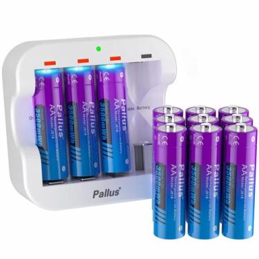 Imagem de Baterias de lítio AA recarregáveis Pallus 1,5 V - pacote com 12