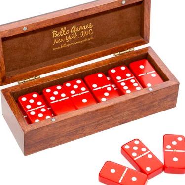 Imagem de Games New York, Inc. St. Nicholas Avenue Double Six Red Professional Jumbo Size Tournament Dominoes Set with Spinners