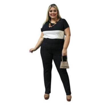 Imagem de Calça Legging Plus Size Montaria Gorgurão Canelado Com Bolsos - Remane