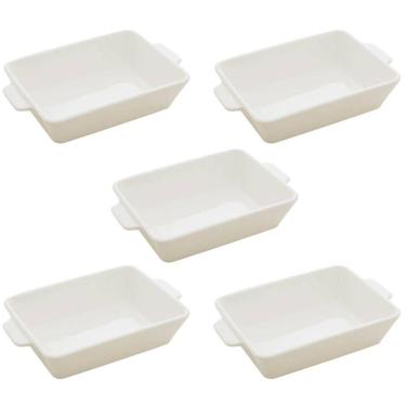 Imagem de Kit 5 Travessas Porcelana Branca 750ml Lyor Refratários Servir Salada Sobremesa Restaur...