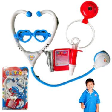 Imagem de Kit Médico Infantil Educativo Interativo 6 peças Fun Game, Azul