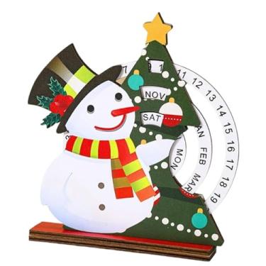 Imagem de Generic Calendário de Advento de Natal de madeira, blocos giratórios rústicos para prateleira, decoração de mesa versátil e leve para casa de fazenda, Boneco de Neve