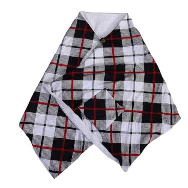 Imagem de Fockety Xale aquecido portátil, 160 x 60 cm, 3 configurações de aquecimento, tecido veludo macio e agradável à pele, cobertor elétrico USB camada dupla para (Xadrez vermelho)