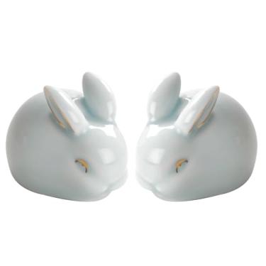 Imagem de Estátua em Cerâmica Um Par de Forno de Ru, Celadon, Jade, Coelho, Cerâmica, Chá, Brinquedo, Caneta, Conjunto de Acessórios, Coelho Bonito, Chá, Ornamentos para Animais de Estimação Ornamenti da