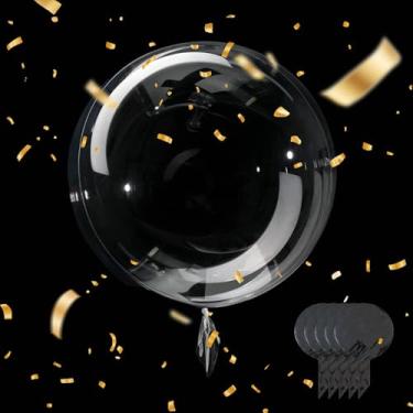 Imagem de Balões BoBo transparentes – 10 unidades grandes globos de bolhas transparentes de 76 cm com fita para encher decorações de festa de aniversário, casamento, faça você mesmo