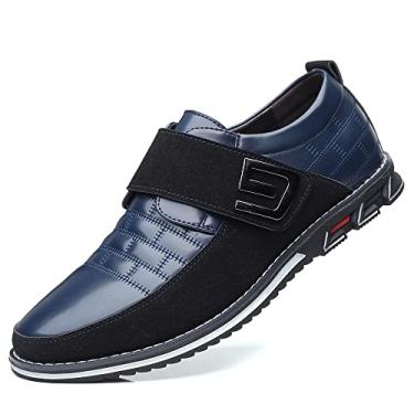 Imagem de Mocassins masculinos de couro premium conforto casual Oxford sapatos sociais modernos tênis social trabalho dirigir caminhada, Azul, 39 BR