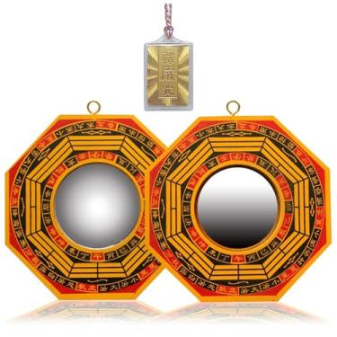 Imagem de ccsxqy Conjunto de espelhos Bagua chineses tradicionais - Superfície côncava e convexa | Feng Shui Zhenzhai | Espelho Espírito de Adivinhação | Proteção de energia positiva e negativa | Entradas