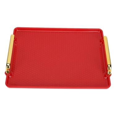 Imagem de Generic Bandeja de Servir, Bordas Arredondadas Touch Confortável Touch Decorativo Bandeja Ergonômica Fácil de Manter o Fundo Estável para Salões de Beleza para Produtos de Beleza (Vermelho)