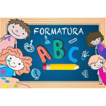 Imagem de Painel De Lona Escolar Formatura Crianças Abc - Fabrika de Festa, 180x