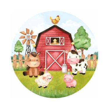 Imagem de Painel de Lona Redondo Animais da Fazenda Festa de Aniversário - Fabri