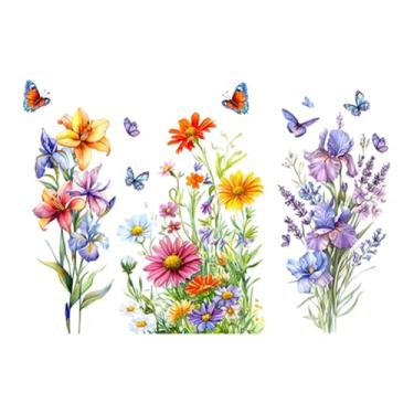 Imagem de MotiveTech Adesivos de Parede de Flores E Borboletas, Arte, Papel de Parede Moderno de PVC, Arte de Parede para Sala de Estar, Escritório, Quarto Infantil