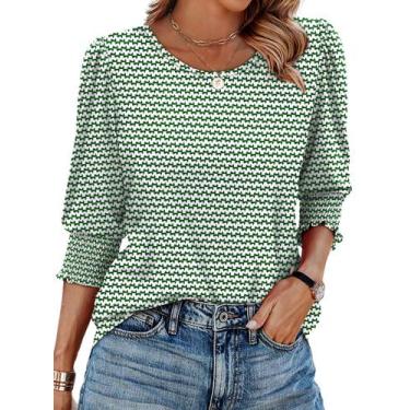 Imagem de Blusa feminina XIEERDUO de manga 3/4 de verão St Patricks Day S