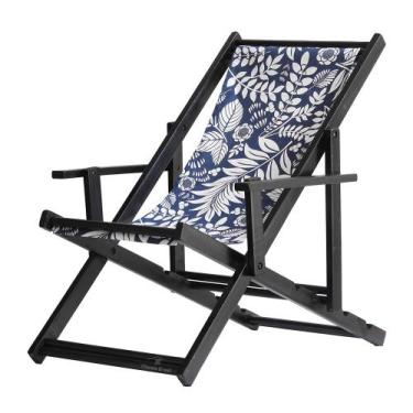 Imagem de Espreguiçadeira Preguiçosa Dobrável Madeira Maciça Envernizada Cor Pre