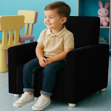 Imagem de Poltrona Infantil Cadeira Sofá Angel Mini Para Crianças Suede Preto