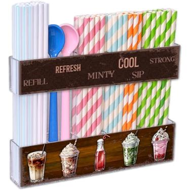 Imagem de VIETLANDS Suporte de canudo para porta de armário, suporte de canudo acrílico com fita adesiva dupla face, organizador de canudos de copo reutilizáveis, dispensador de armazenamento para decoração de