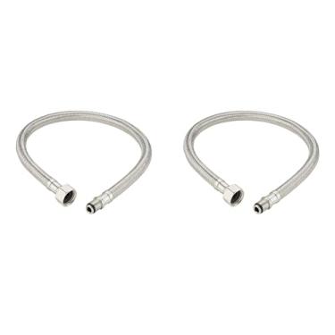 Imagem de DecoSource Mangueira de pia de ajuste universal para torneira - 3/20.3 cm de compressão x 1/2 FIP x 40.6 cm conector de linha de torneira de aço inoxidável - abastecimento de água quente e fria (1