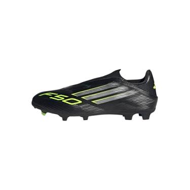 Imagem de adidas Tênis unissex adulto F50 League sem cadarço firme, Preto/ferro metálico/limão lúcido, 41 BR