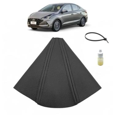 Imagem de Forro Coifa Courvin Marcha Alavanca Câmbio Manual Compatível Com Hb20 Limited Plus Lxs 2020 Á 2026 (PRETO - COSTURA PRETA)