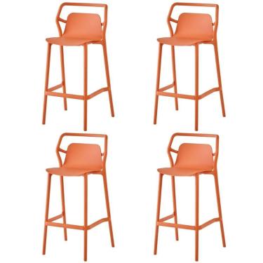 Imagem de Kit 4 Banquetas Altas Empilhável Enjoy Rivatti 105 Cm (altura) Em Pp Cor Pêssego Com Proteção Uv